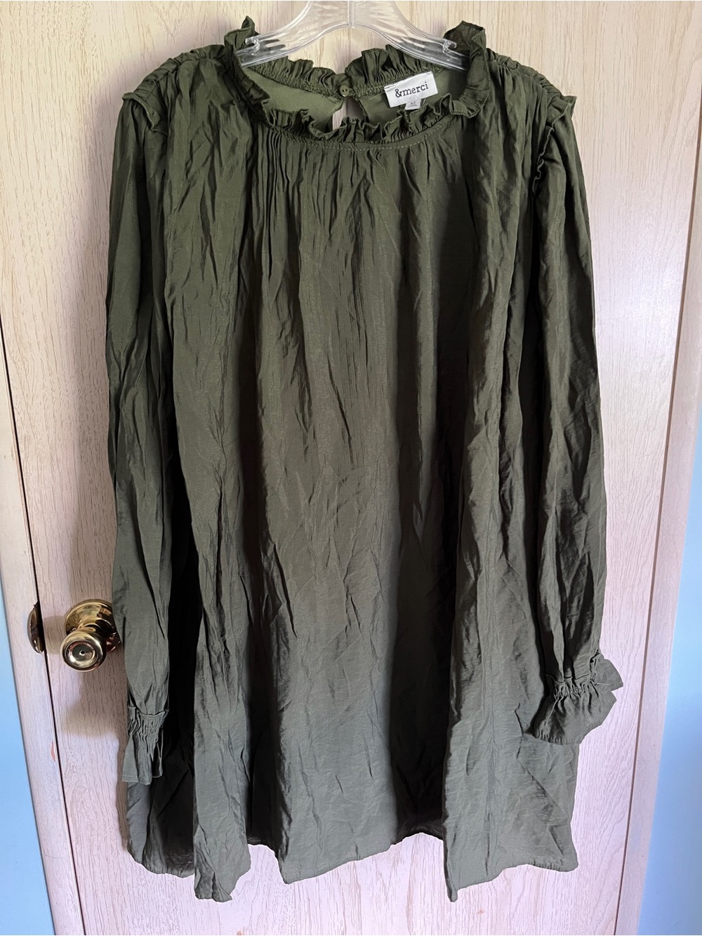 &MERCI Boutique Olive Green Mini Dress or Tunic NWT Sz Medium